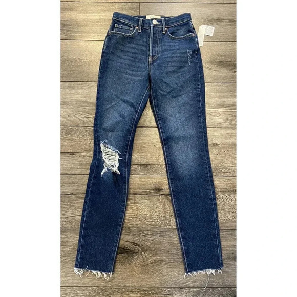 NWT We The Free People Jeans High Waist Distressed Raw Hem Size 26 New - Picture 1 of 4